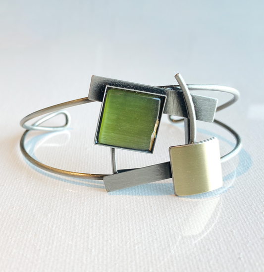 Christophe Poly Cuffs - Large - Green with Square - Brainchild Designs