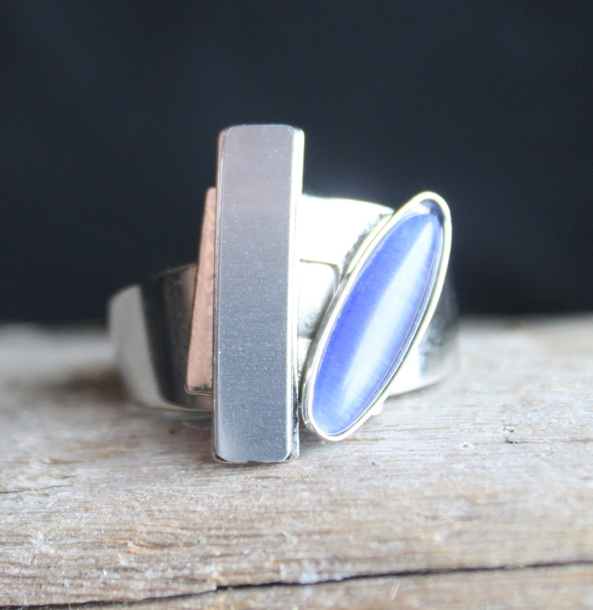 Christophe Poly Rings -Blue with Rectangle - Brainchild Designs