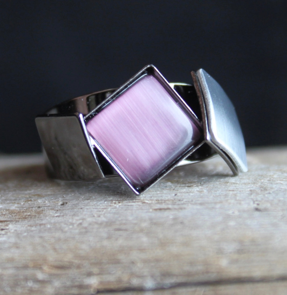 Christophe Poly Rings - Purple Tilted Squares (Size 7)